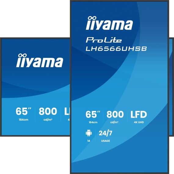 iiyama LH6566UHSB-B1AG Signage-Display Digital Signage Flachbildschirm 165,1 cm (65") LCD WLAN 800 cd/m² 4K Ultra HD Schwarz Eingebauter Prozessor Android 24/7, 5 image