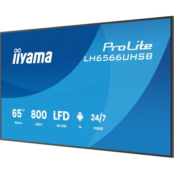 iiyama LH6566UHSB-B1AG Signage-Display Digital Signage Flachbildschirm 165,1 cm (65") LCD WLAN 800 cd/m² 4K Ultra HD Schwarz Eingebauter Prozessor Android 24/7, 6 image