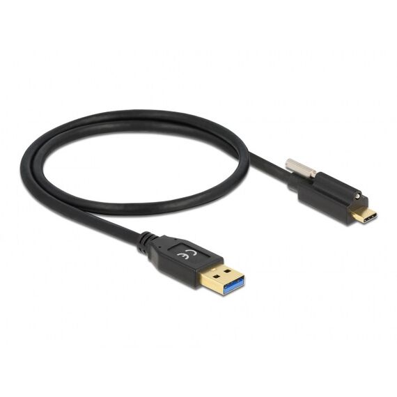 DeLOCK SuperSpeed USB 10 Gbps (USB 3.2 Gen 2) Kabel Typ-A Stecker zu USB Type-C Stecker mit Schraube oben 0,5 m