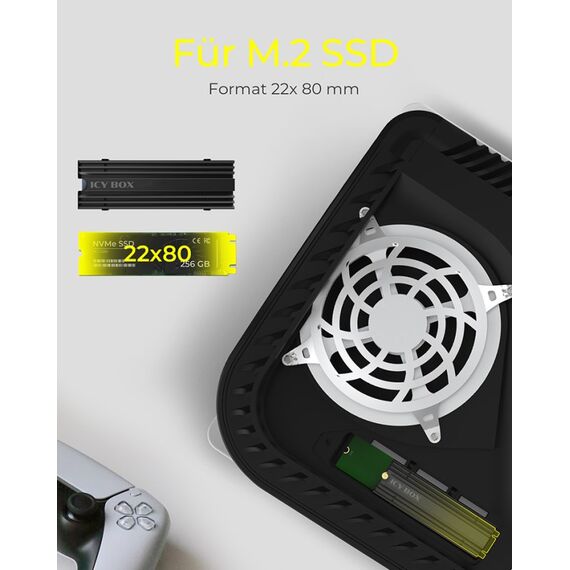 ICY BOX IB-M2HS-PS5, M.2 Kühlkörper für PS5, passt für M.2 SSD 22x80 mm, 10 mm Bauhöhe, schwarz, 6 image