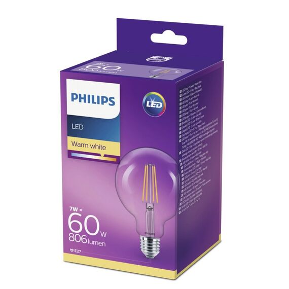 Philips Filament-Lampe, transparent, 60W G93 E27, 4 image