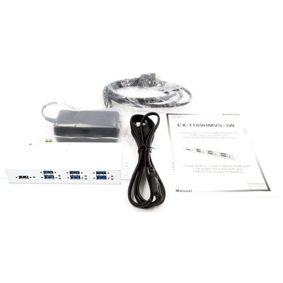 EXSYS EX-1189HMVS-3W Schnittstellen-Hub USB 3.2 Gen 1 (3.1 Gen 1) Type-B Weiß