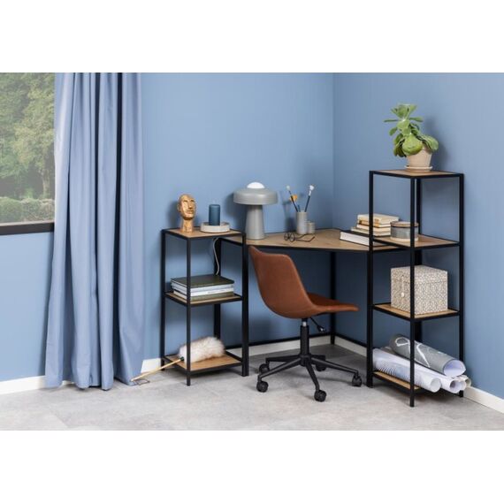 AC Design Seaford Regalboden Freistehend Konzeptpapier, Stahl Schwarz, Eiche, 5 image