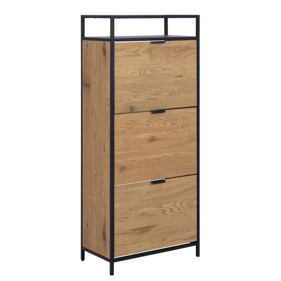 AC Design Schuhschrank Seaford Geschlossen Eiche, Schwarz