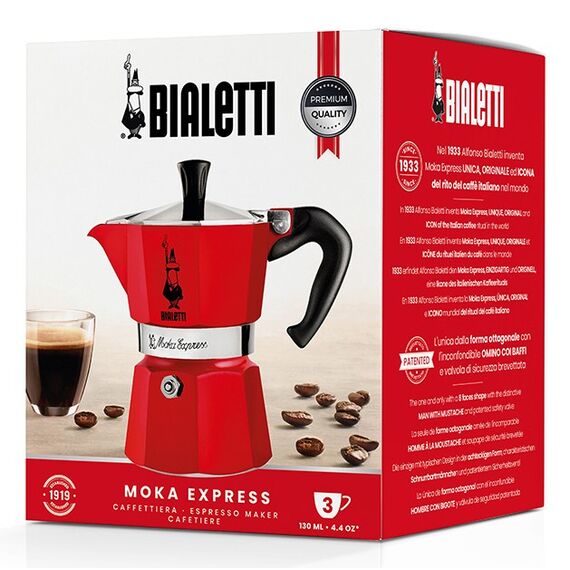 Bialetti Moka Express Mokka-Kanne Rot, 4 image