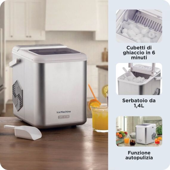 Ariete 0651/00 Tragbarer Eiswürfelbereiter 12 kg/24h 170 W Metallisch, Edelstahl, 4 image