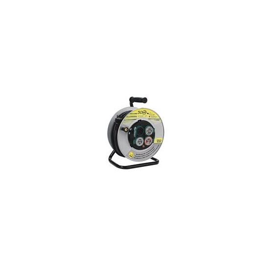 Steffen 0108922 30 Verlängerungskabel 30 m 4 AC-Ausgänge Schwarz, Silber