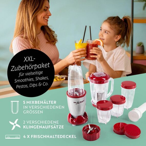 Gourmetmaxx Mr. Magic 0,75 l Tischplatten-Mixer 400 W Rot, Silber, 3 image
