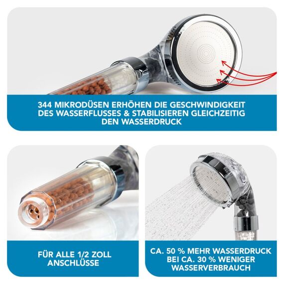 EASYmaxx 05206 Duschkopf Handduschbrause mit Kopf Silber, Transparent, 3 image