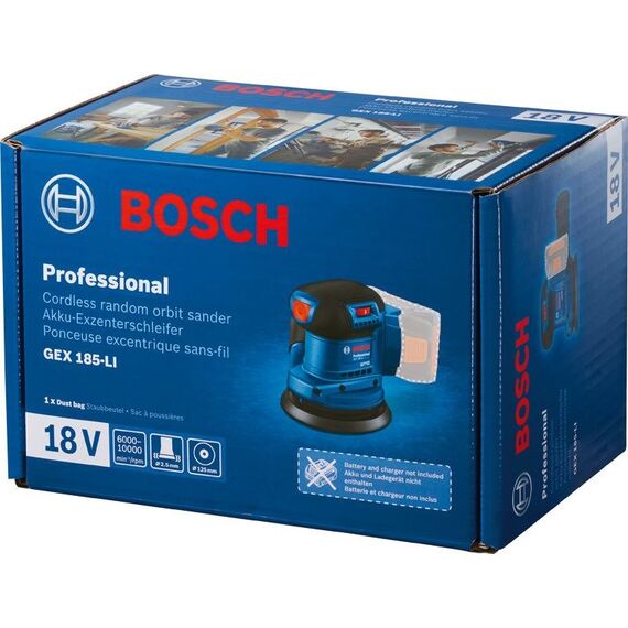 Bosch GEX 185-LI Professional Exzenterschleifer 10000 RPM 20000 OPM Blau 0 W, 3 image