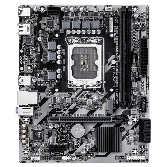 GIGABYTE H810M K Mainboard – Intel Core Ultra (Serie 2) Prozessoren, 3+1+2 Phasen VRM, bis zu 6400 MHz DDR5, 1 x M.2 PCIe 4.0, 1 GbE LAN, USB 3.2 Gen 1, 2 image