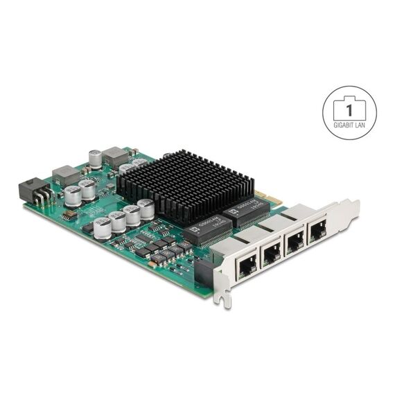 DeLOCK PCI Express x4 Netzwerkkarte Gigabit LAN 4 x RJ45 mit PoE+ i350, 2 image