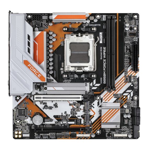 GIGABYTE B850M FORCE WIFI6E Mainboard – Unterstützt AMD Ryzen 9000 Serie Prozessoren, 8+2+2 Phasen Digital-VRM, bis zu 9600 MHz DDR5 (OC), 1 x PCIe 5.0 M.2 + 2 x PCIe 4.0 M.2, Wi-Fi 6E, 2.5 GbE LAN, USB 3.2 Gen 2, 2 image