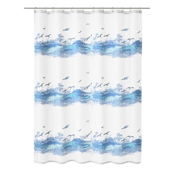 Kleine Wolke Seaside Duschvorhang Ring Polyester Blau, Weiß