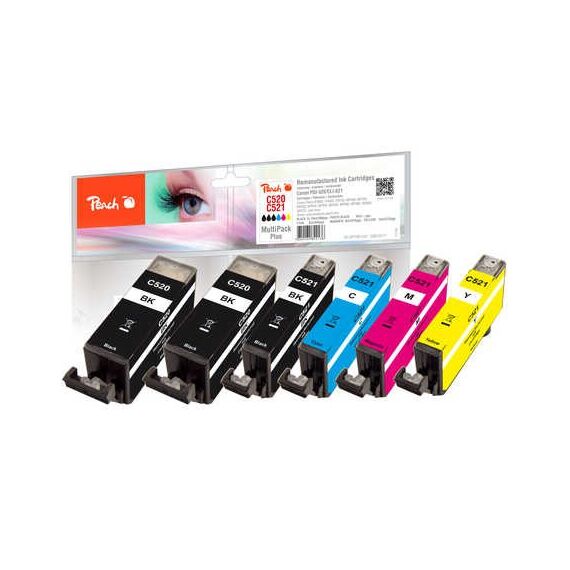Peach 319177 (PI100-247) Druckerpatrone 6 Stück(e) Kompatibel Hohe (XL-) Ausbeute Schwarz, Cyan, Magenta, Gelb