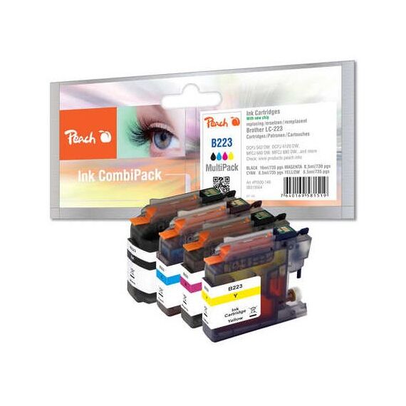 Peach 0F319564 PagePack 4 Stück(e) Schwarz, Cyan, Magenta, Gelb