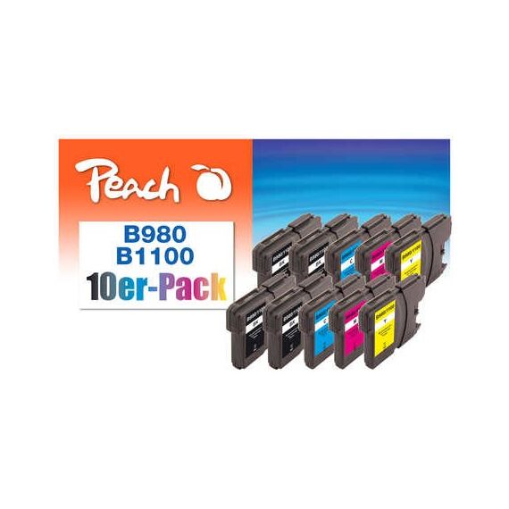 Peach 319981 Druckerpatrone 10 Stück(e) Kompatibel Hohe (XL-) Ausbeute Schwarz, Cyan, Magenta, Gelb