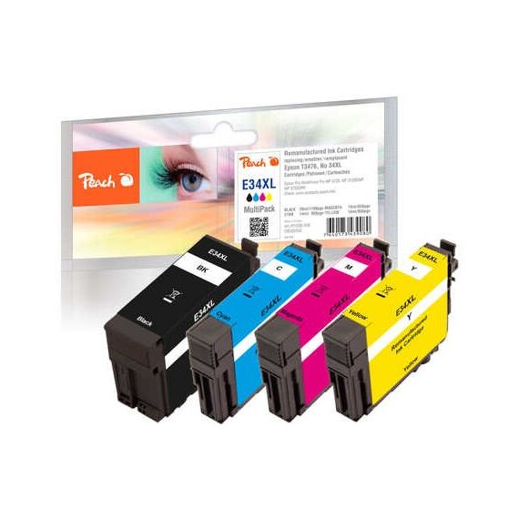 Peach PI200-558 Druckerpatrone 4 Stück(e) Kompatibel Hohe (XL-) Ausbeute Schwarz, Cyan, Magenta, Gelb