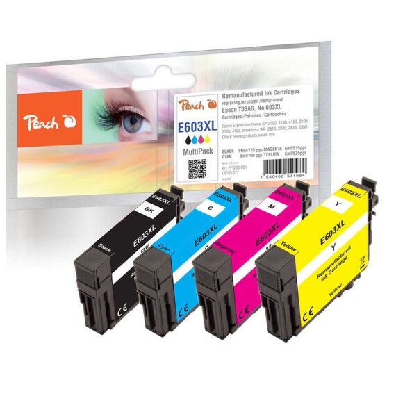 Peach PI200-861 Druckerpatrone 4 Stück(e) Kompatibel Hohe (XL-) Ausbeute Schwarz, Cyan, Magenta, Gelb