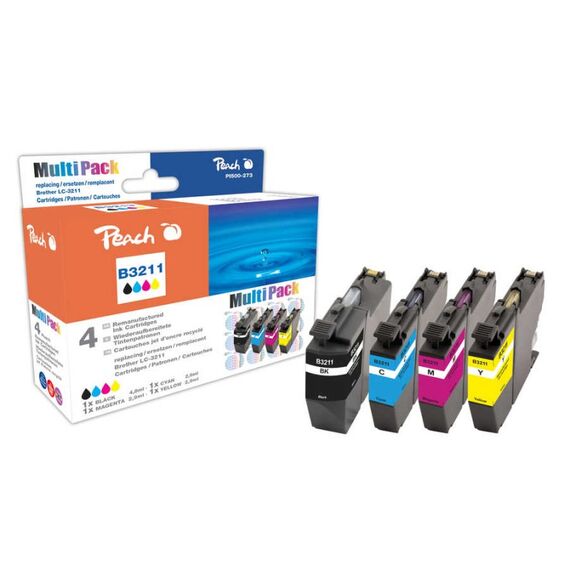 Peach PI500-273 Druckerpatrone 4 Stück(e) Kompatibel Schwarz, Cyan, Magenta, Gelb