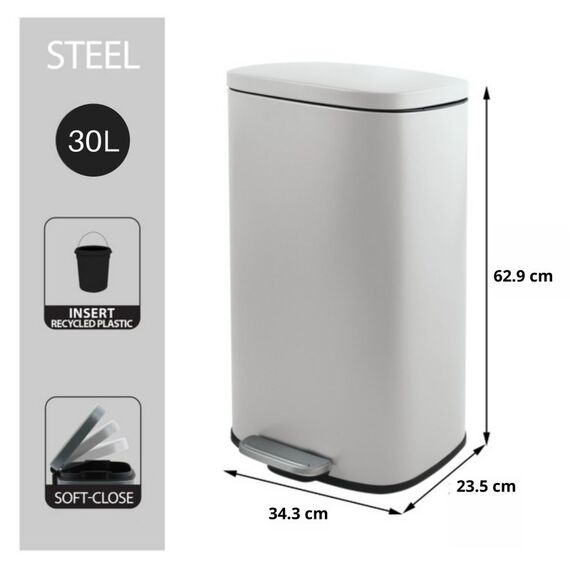 MSV 10.21567 Abfallbehälter Rechteckig Stahl Weiß, Farbe: Weiß, 3 image