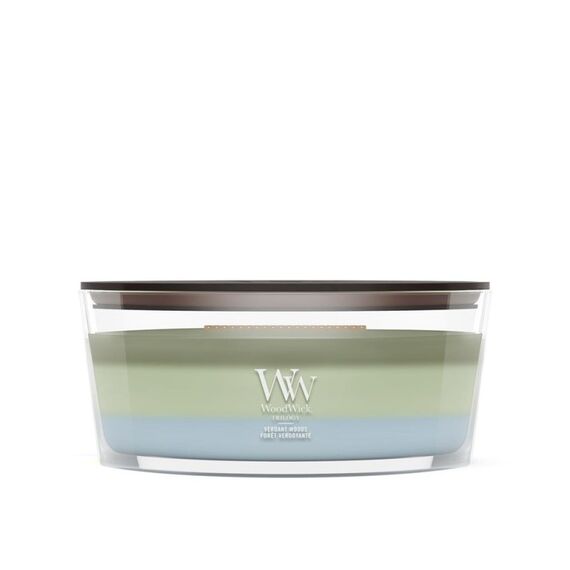 WoodWick Verdant Woods Wachskerze Ellipse Blumig Blau, Grün 1 Stück(e), Farbe: Blau, Grün