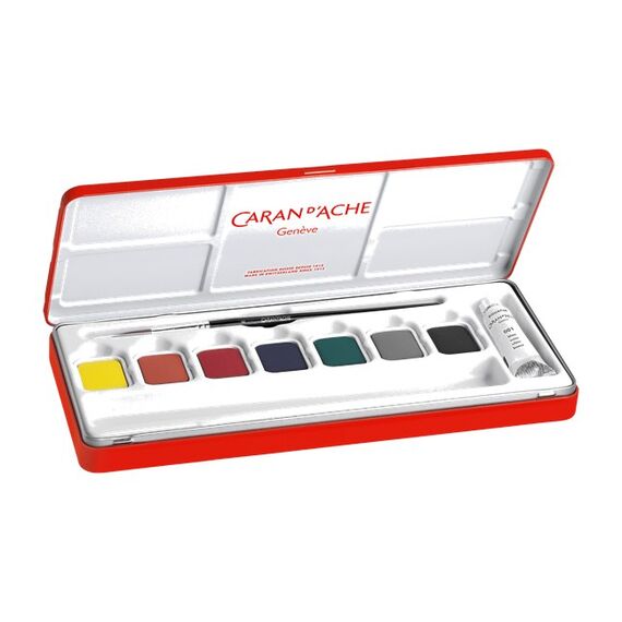 Caran d-Ache GOUACHE STUDIO Farbe auf Wasserbasis Schwarz, Braun, Grün, Grau, Rot, Violett, Weiß, Gelb Palette 8 Stück(e), 2 image