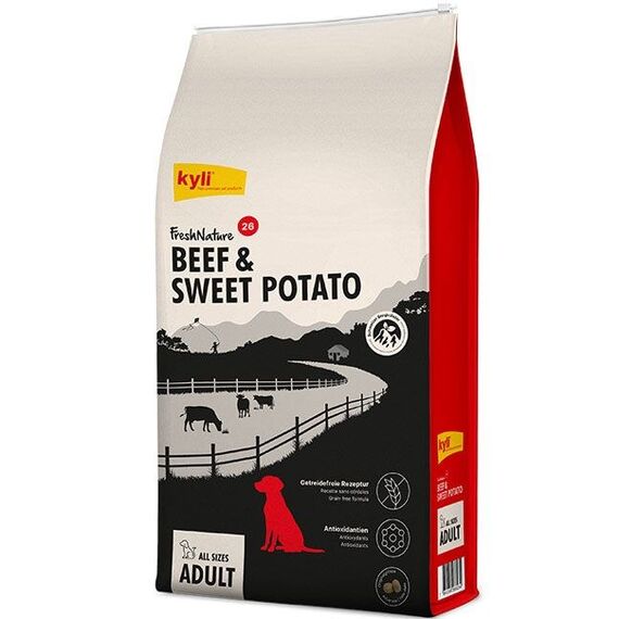 kyli 100041 Hunde-Trockenfutter 12 kg Adult Rind, Süßkartoffeln