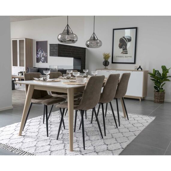 House Nordic 1001190 Restaurant- & Esszimmer-Stuhl Flachsitz Gepolsterte Rückenlehne, 6 image