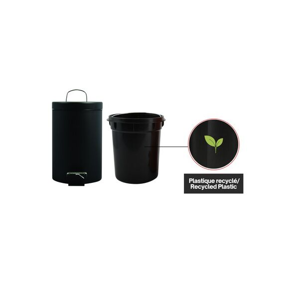 MSV 100265 Mülleimer 3 l Rund Metall Schwarz, 3 image