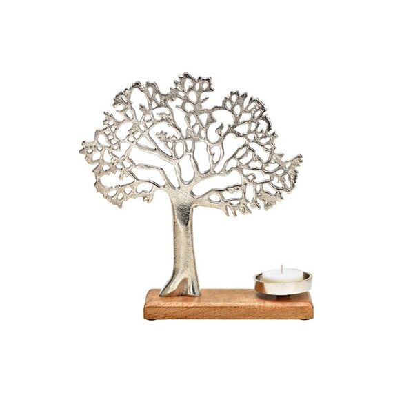 G. Wurm 10032867 Kerzenständer Metall, Holz Silber, Holz