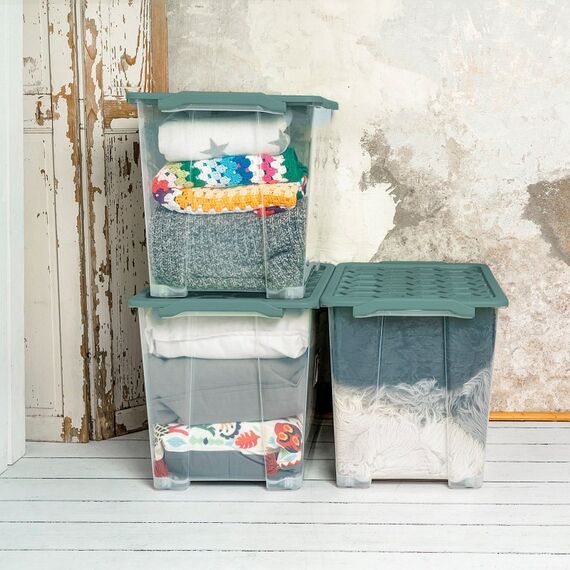 Rotho EVO SAFE Aufbewahrungsbox Rechteckig Kunststoff Grün, Transparent