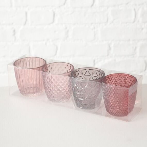 Boltze 1017892 Kerzenständer Glas Pink, Farbe: Pink, 3 image