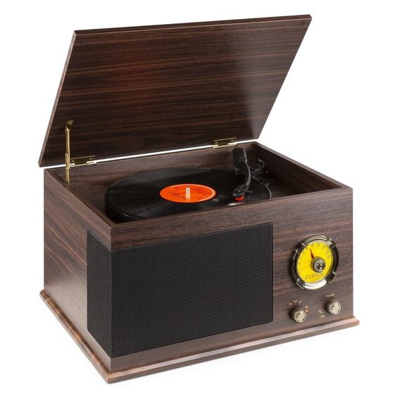 Fenton RP173 Audio-Plattenspieler mit Riemenantrieb Holz, Gelb