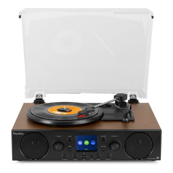 Audizio Tulsa Audio-Plattenspieler mit Riemenantrieb Schwarz, Holz Manuell, 3 image