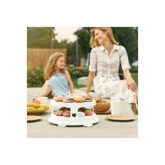 Rotho Fresh Kuchenbehälter Rund Kunststoff Transparent, Weiß, Farbe: Transparent, Weiß