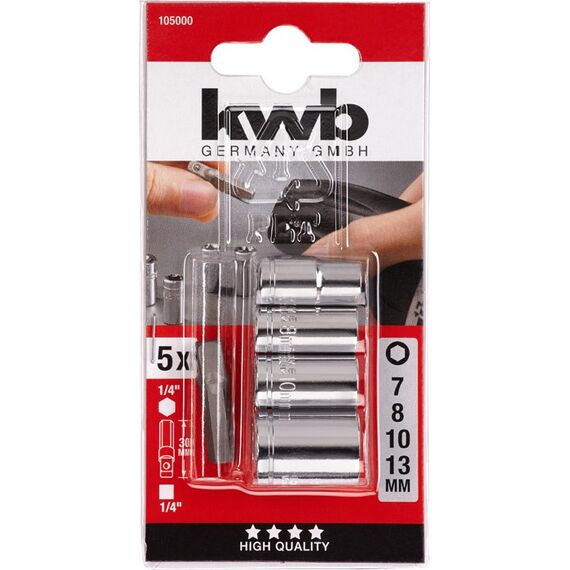 kwb 105000 Schraubendreherbit-Halter Chrom-Vanadium-Stahl (Cr-V) 25,4 / 4 mm (1 / 4") 5 Stück(e)