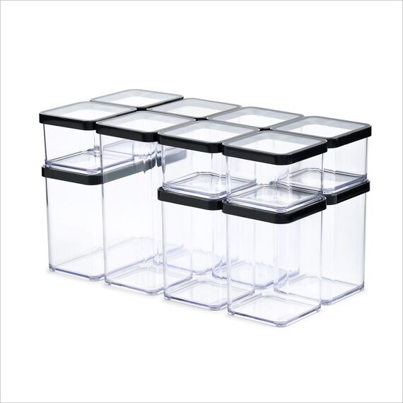 Rotho 1079808080WS Küchenbehälter Universal-Behälter-Set 2,1 l Kunststoff, Farbe: Transparent, Schwarz