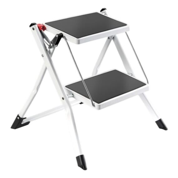MSV 130009 Tritthocker Stahl Schwarz, Weiß, Farbe: Schwarz, Weiß