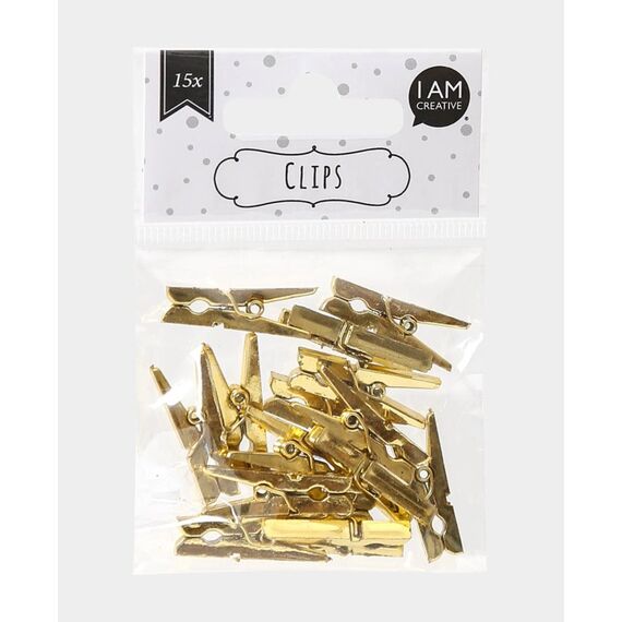 I am Creative Plastikklammern gold 4 x 30 mm, 15 Stk.