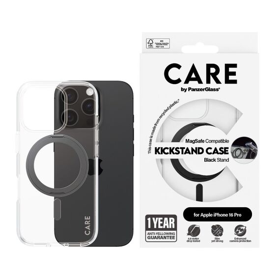 PanzerGlass CARE™ by ® Case Transparent m. Schwarz Kickstand & MagSafe iPhone 16 Pro, 2 image