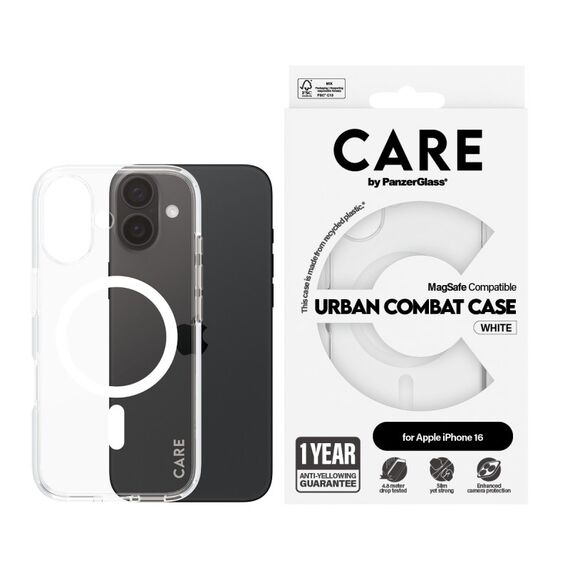 PanzerGlass CARE™ by ® Urban Combat Case Transparent m. Weiß MagSafe iPhone 16, Farbe: Transparent, 2 image
