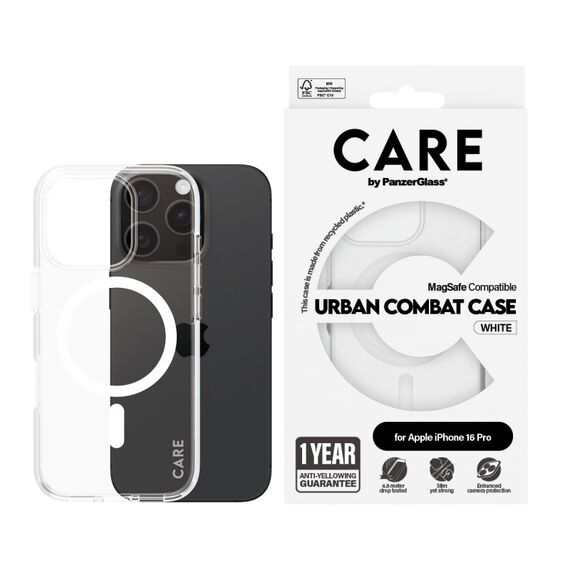 PanzerGlass CARE™ by ® Urban Combat Case Transparent m. Weiß MagSafe iPhone 16 Pro, Farbe: Transparent, 2 image