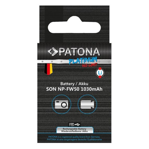 PATONA Platinum Akku mit USB-C Input f. Sony NP-FW50 NEX.3 NEX.3C NEX.5 NEX.5A, 2 image