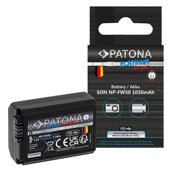 PATONA Platinum Akku mit USB-C Input f. Sony NP-FW50 NEX.3 NEX.3C NEX.5 NEX.5A, 3 image