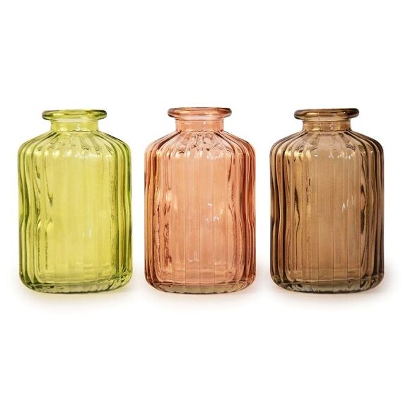 Pajoma Mini- Italia 3er Set Vase Flaschenförmige Vase Glas Mehrfarbig