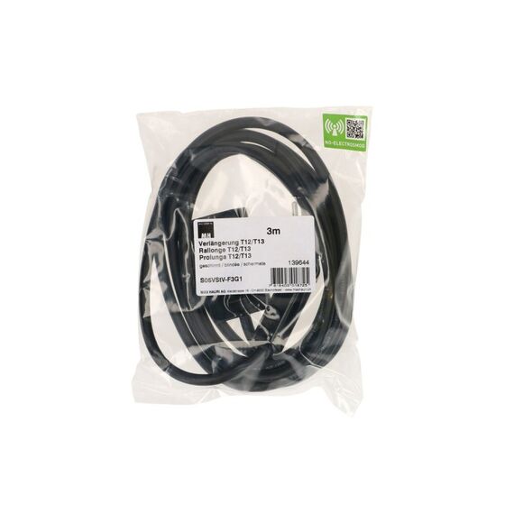 Max Hauri AG 139644 Stromkabel Schwarz 3 m T12 T13, Farbe: Schwarz, Länge: 3 m