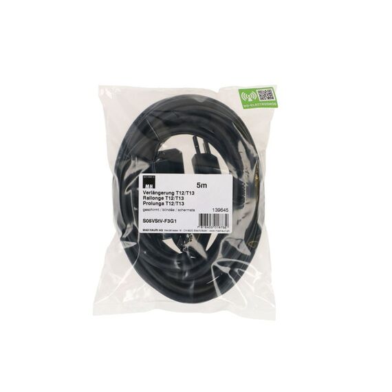 Max Hauri AG 139645 Stromkabel Schwarz 5 m T12 T13, Farbe: Schwarz, Länge: 5 m