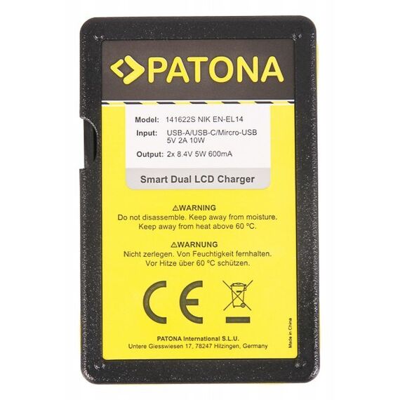 PATONA 141622 Akkuladegerät Batterie für Digitalkamera USB