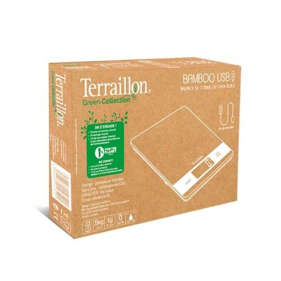 Terraillon 15338 Küchenwaage Bambus Arbeitsplatte Rechteck Elektronische Küchenwaage, 3 image